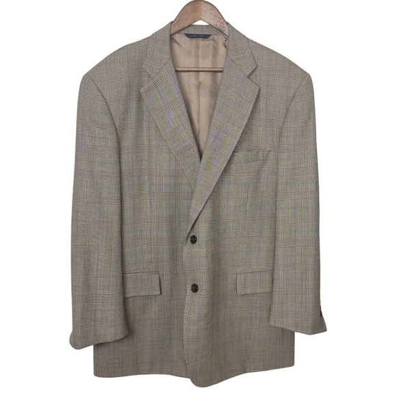Brooks Brothers Blazer Men 46R Brown Blue Glen Plaid Madison 1818 Wool‎ Cupro - Picture 1 of 16